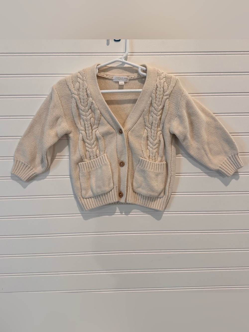 Grayson Mini Baby Cable Knit Cardigan 18M Cream Ivory Button Front Sweater